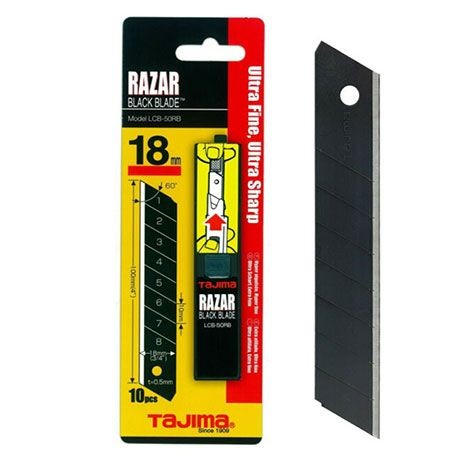 LAMA X TAGLIERINI CF 18mm 10pz RAZAR BLACK BLADE